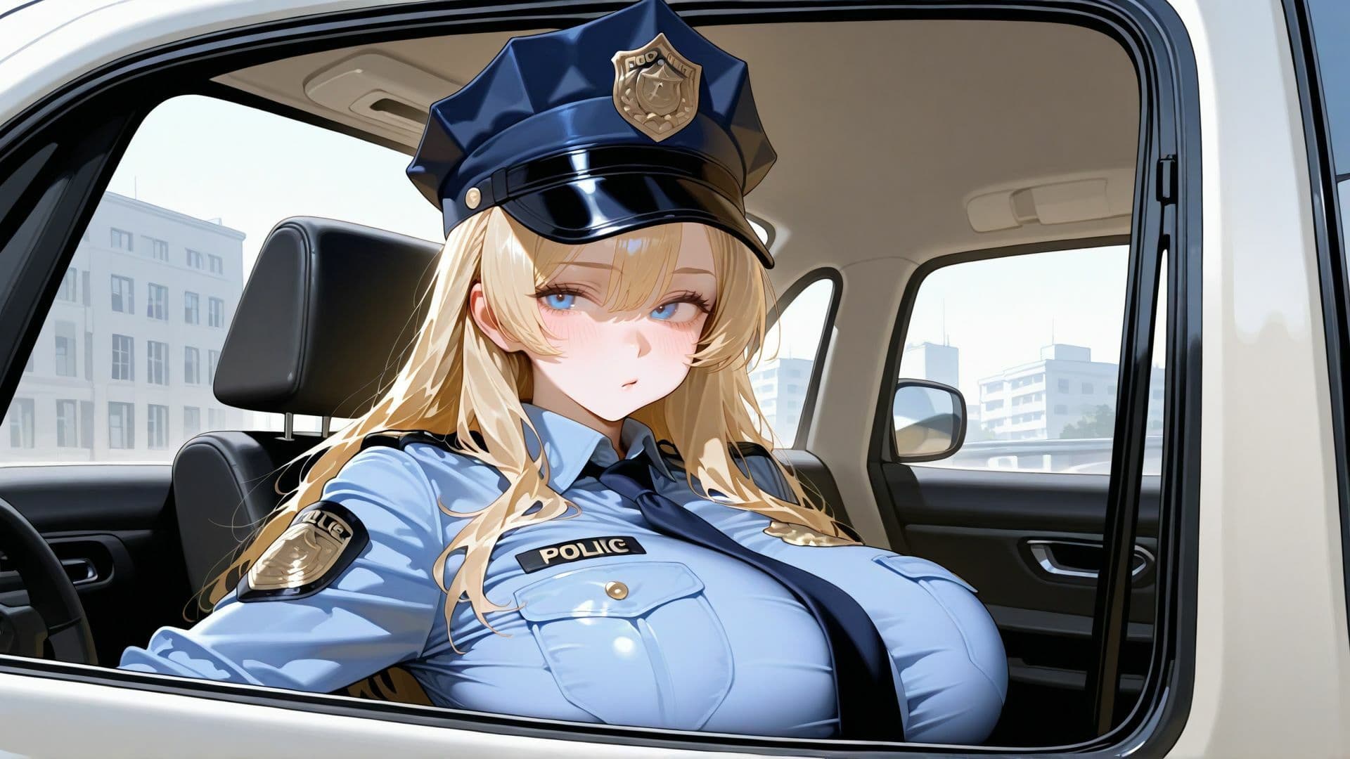 【4K】巨乳女警官の部下と濃厚中出しカーセックス サンプル4