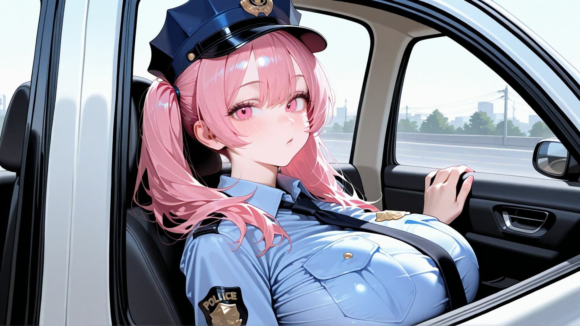【4K】巨乳女警官の部下と濃厚中出しカーセックス サンプル7