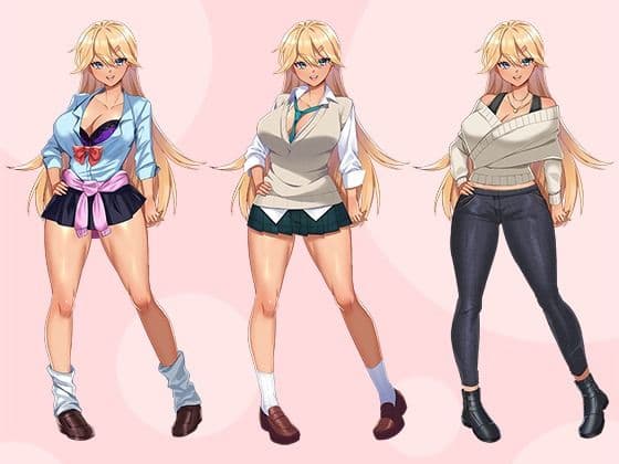 【立ち絵素材R18】褐色巨乳ギャル生徒 フルセットPSDパック サンプル1