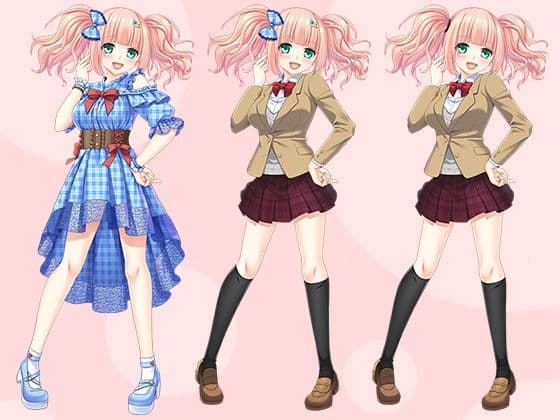【立ち絵素材R18】ツインテピンクの活発美少女アイドル フルセットPSDパック サンプル1