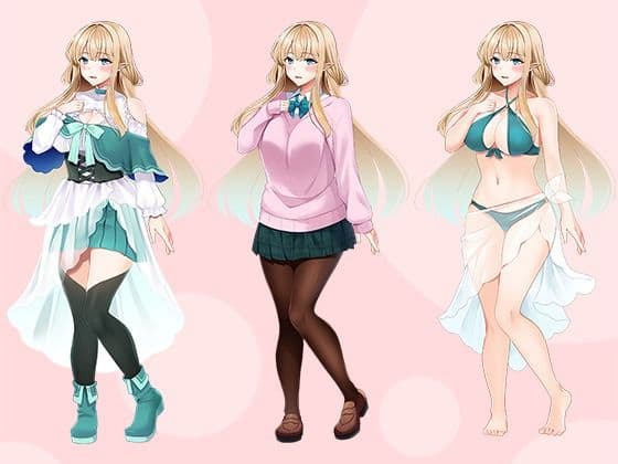 【立ち絵素材R18】優雅な金髪エルフ少女 フルセットPSDパック サンプル1