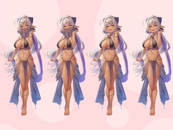 【立ち絵素材R18】ダークエルフの踊り子 フルセットPSDパック サンプル1