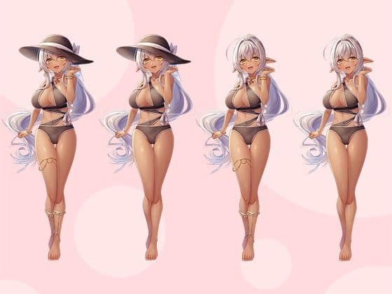 【立ち絵素材R18】ダークエルフの踊り子 フルセットPSDパック サンプル3