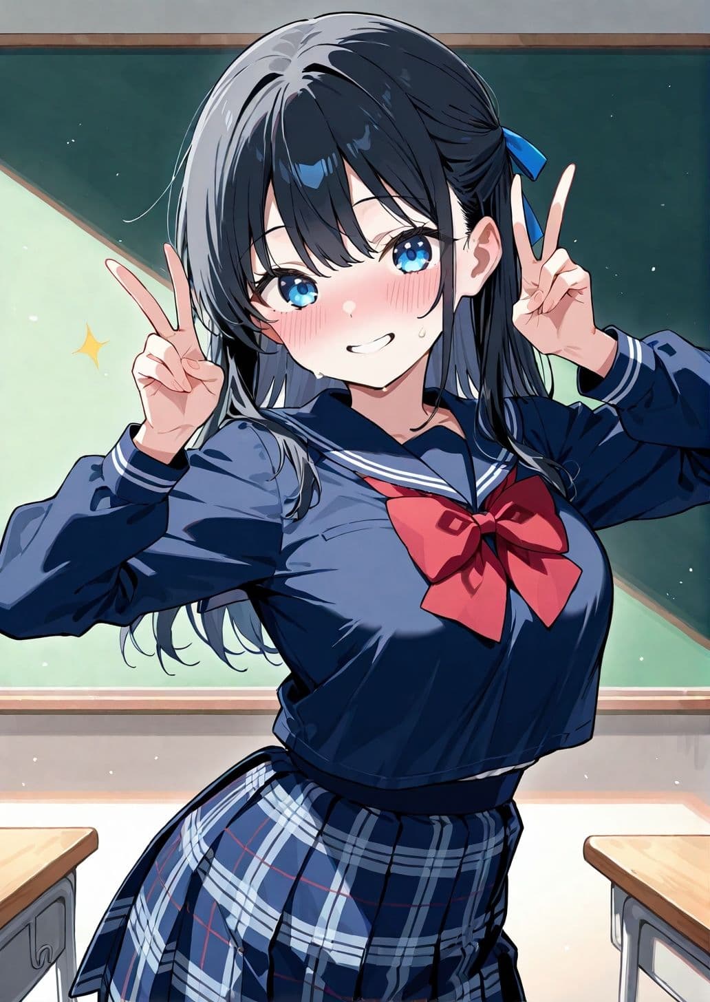 えっちなでかぱい黒髪ちゃん（でかぱいver） 恥じらいながらも大興奮教室えっち サンプル1