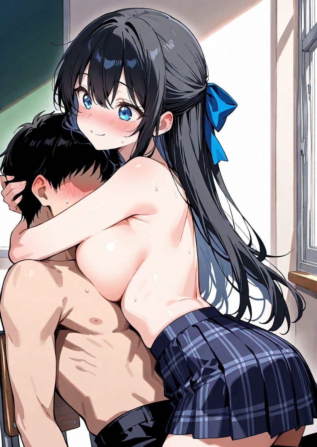えっちなでかぱい黒髪ちゃん（でかぱいver） 恥じらいながらも大興奮教室えっち サンプル8