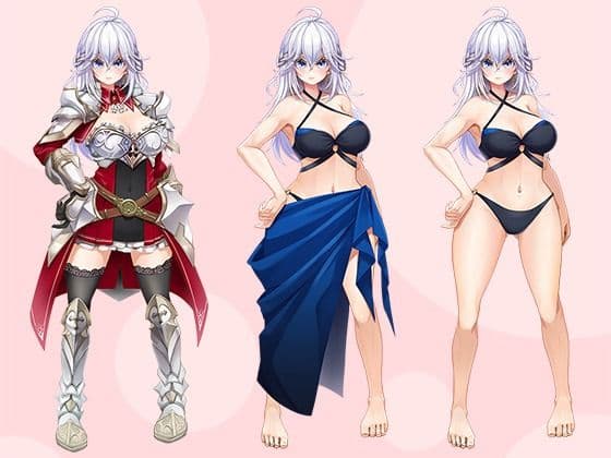 【立ち絵素材R18】誇り高き銀髪の女騎士 フルセットPSDパック サンプル1