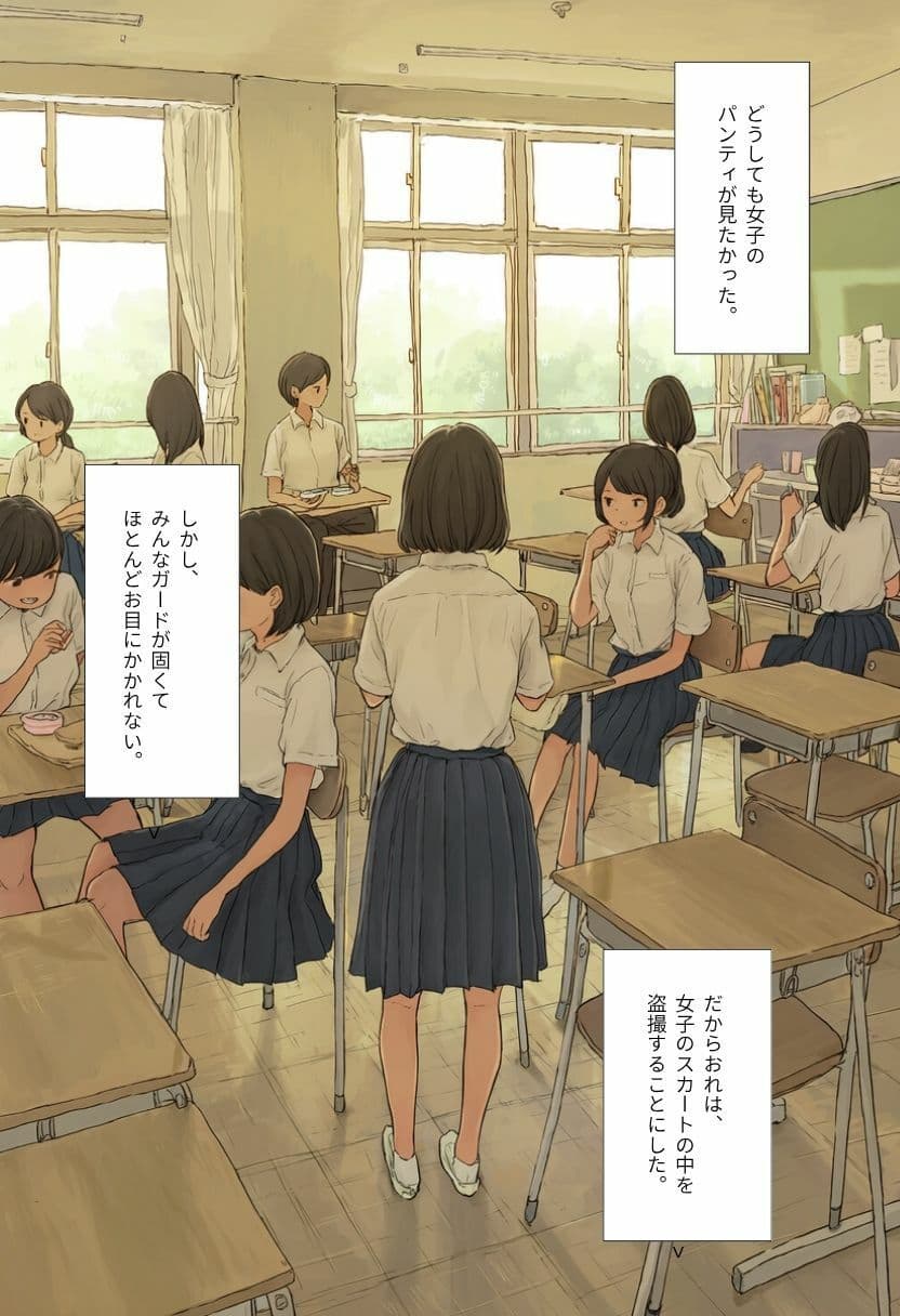 制服女子の生パンティを盗撮していたらクラスメイトにバレて大ピンチ！？ サンプル1