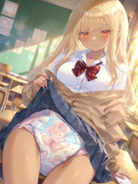 AI【イラスト集】ギャルちゃんがおむつ好きになる話 サンプル3