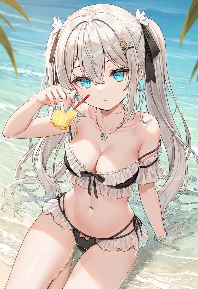 白髪美女の水着集 サンプル1