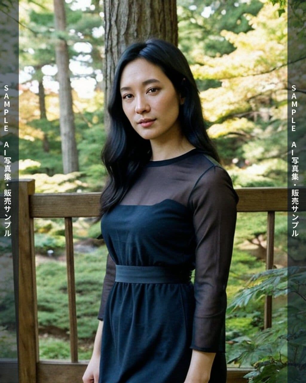 AI写真集 黒髪ロングヘアーの彼女 全150枚 温泉・浴衣・露天風呂編 サンプル2