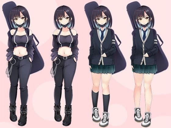 【立ち絵素材R18】 謎めいたマスクバンド少女 フルセットPSDパック サンプル3