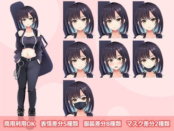 【立ち絵素材R18】 謎めいたマスクバンド少女 フルセットPSDパック
