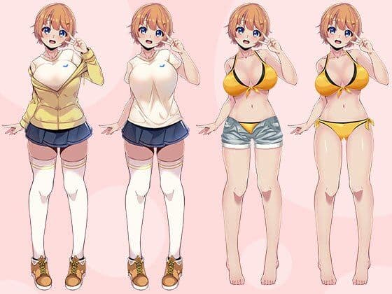 【立ち絵素材R18】 天真爛漫ショートカット巨乳美少女 フルセットPSDパック サンプル2