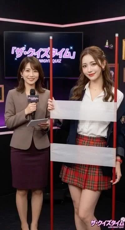【クイズタイム●●●再現！】胸と股間を守るのは透ける紙だけ！美女たちのギリギリ学力クイズ サンプル2