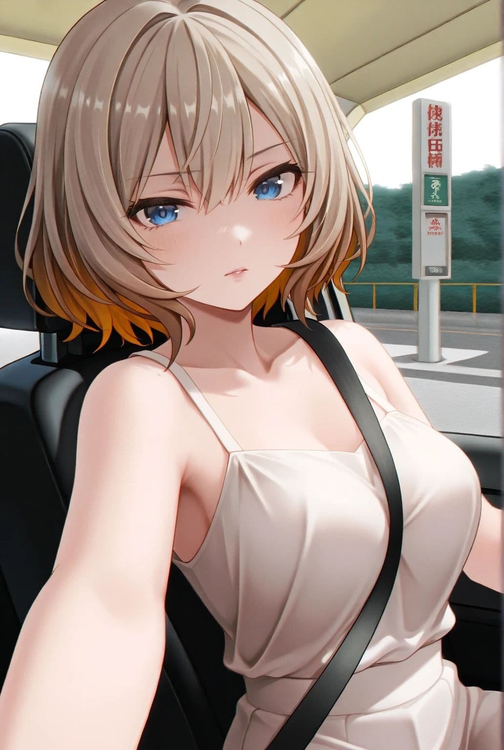 裸でドライブ。おっぱいの間のシートベルトがエロいんですけど！ サンプル6