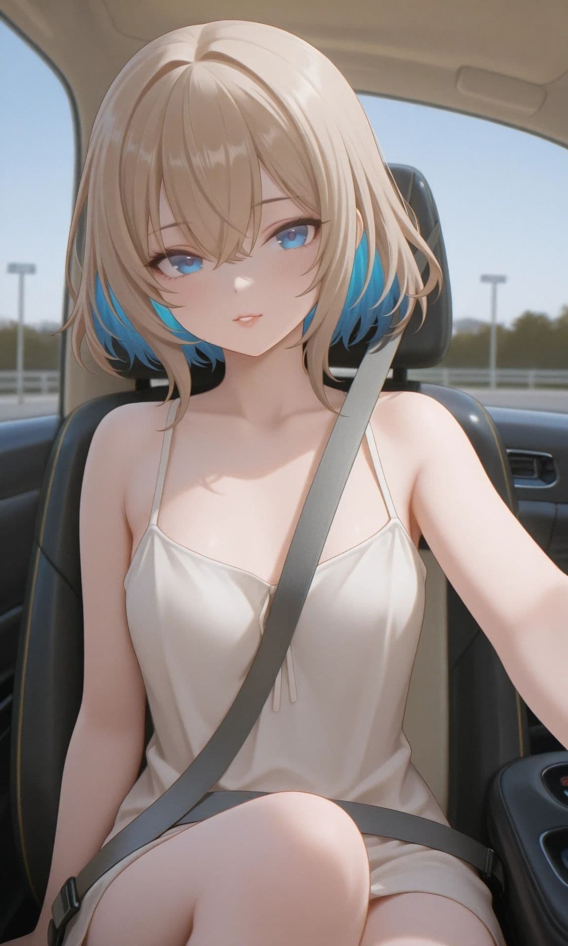 裸でドライブ。おっぱいの間のシートベルトがエロいんですけど！ サンプル9