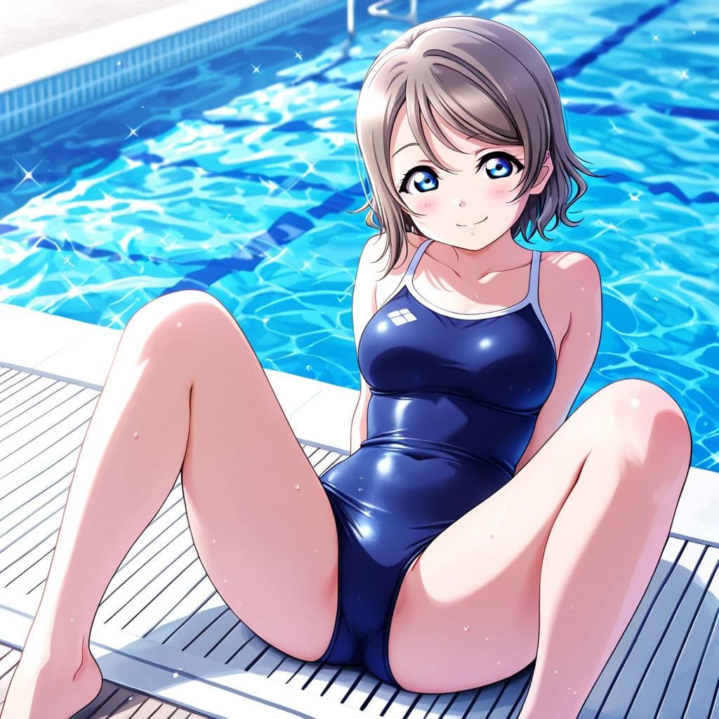 競泳水着アイドルとプールサイドでイチャイチャ サンプル2