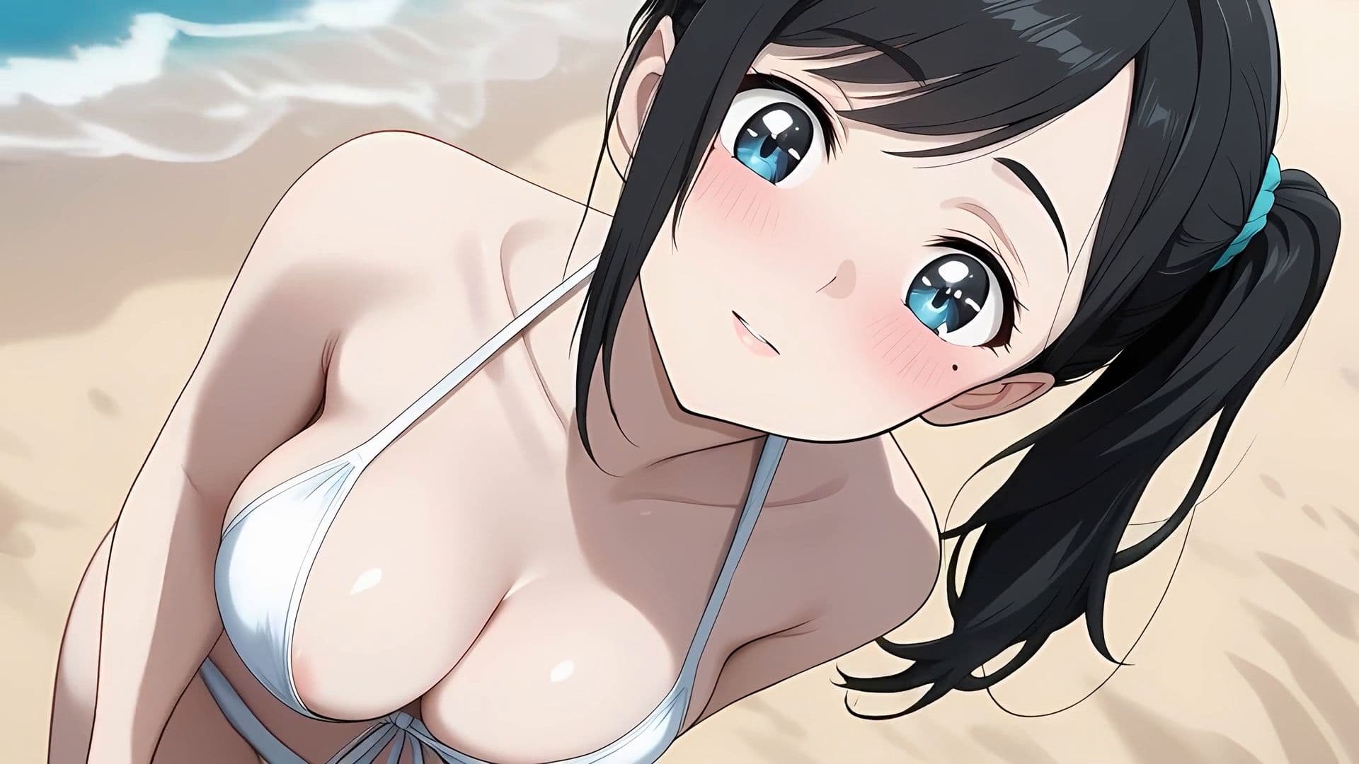 【フルHD】黒髪サイドポニーの水着彼女とビーチから始まる中出しえっち【約16分・音声付き】 サンプル2