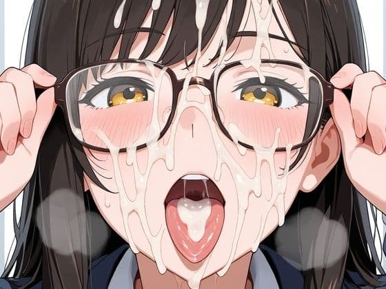 眼鏡娘にぶっかけザーメン