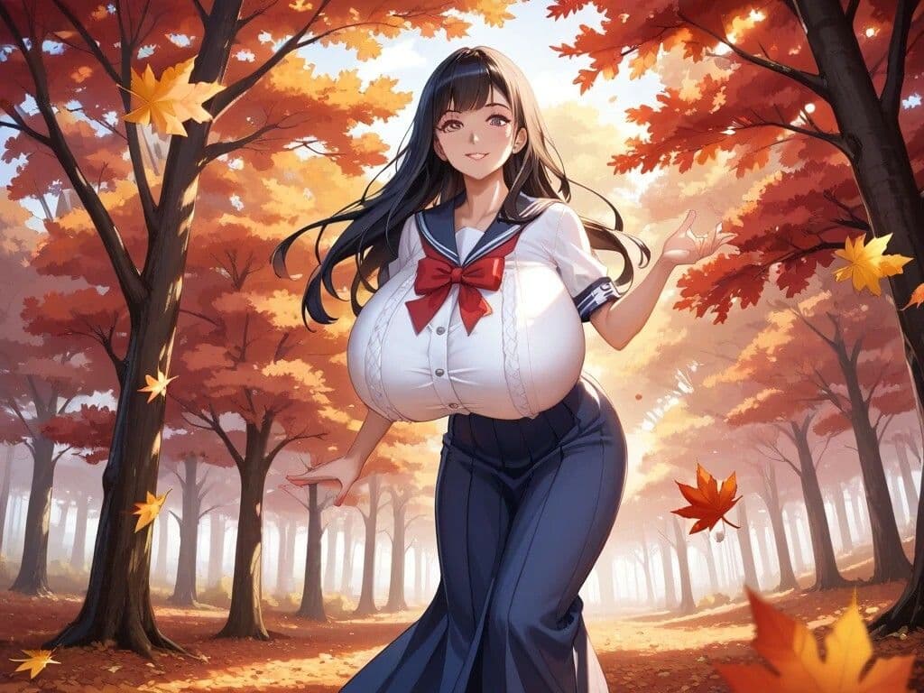 ファーストフード店美女と紅葉を満喫する美女と婦人警官と下町を下校するセーラー服美女 サンプル3