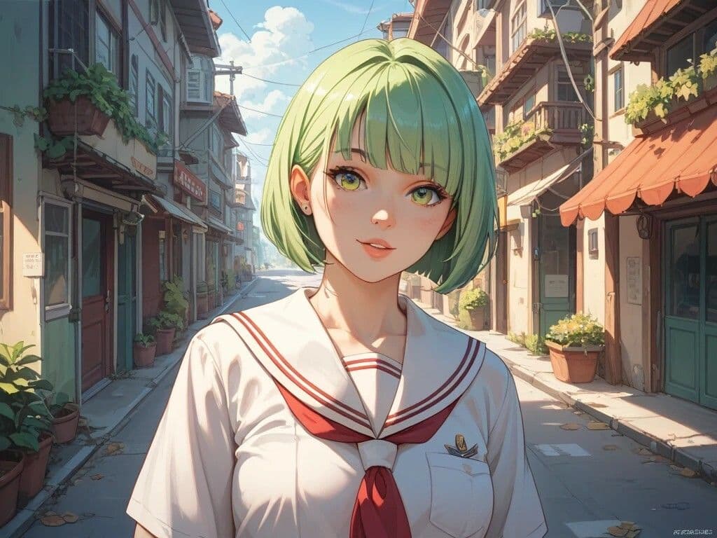 ファーストフード店美女と紅葉を満喫する美女と婦人警官と下町を下校するセーラー服美女 サンプル9