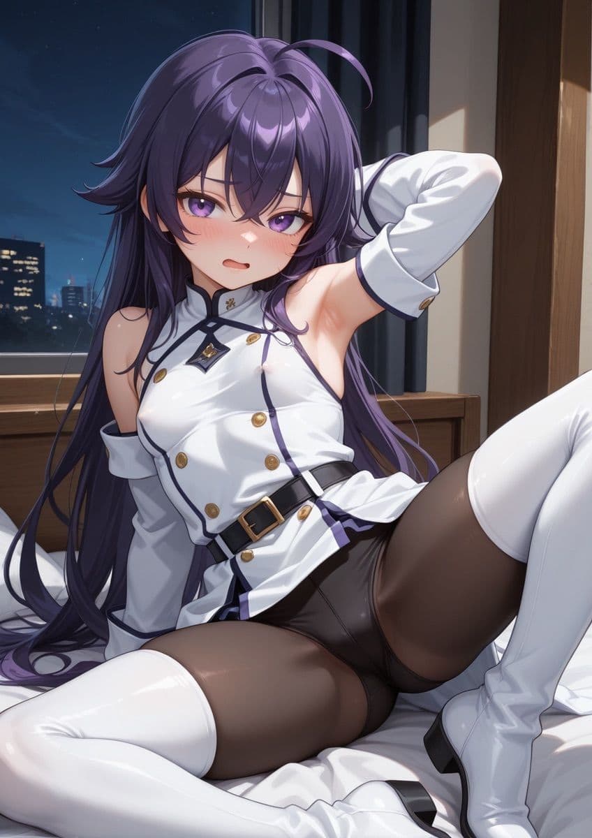 ミリタリー風の衣装の女の子がセクシーポーズで押し倒されてるやつ 1 サンプル1