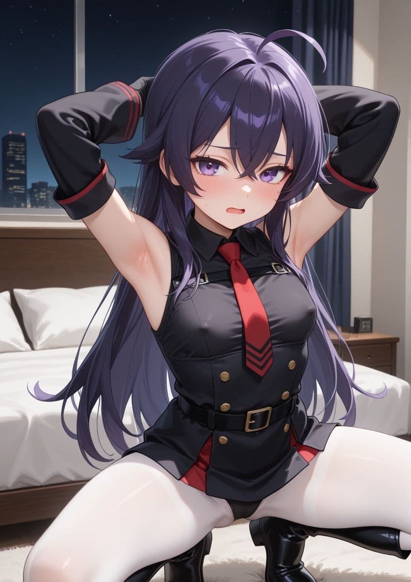 ミリタリー風の衣装の女の子がセクシーポーズで押し倒されてるやつ 1 サンプル2