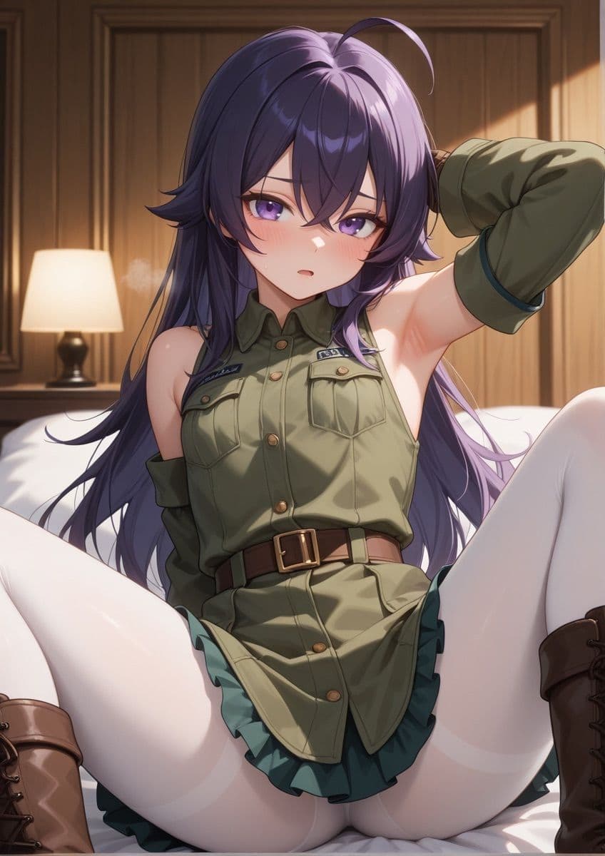 ミリタリー風の衣装の女の子がセクシーポーズで押し倒されてるやつ 1 サンプル6