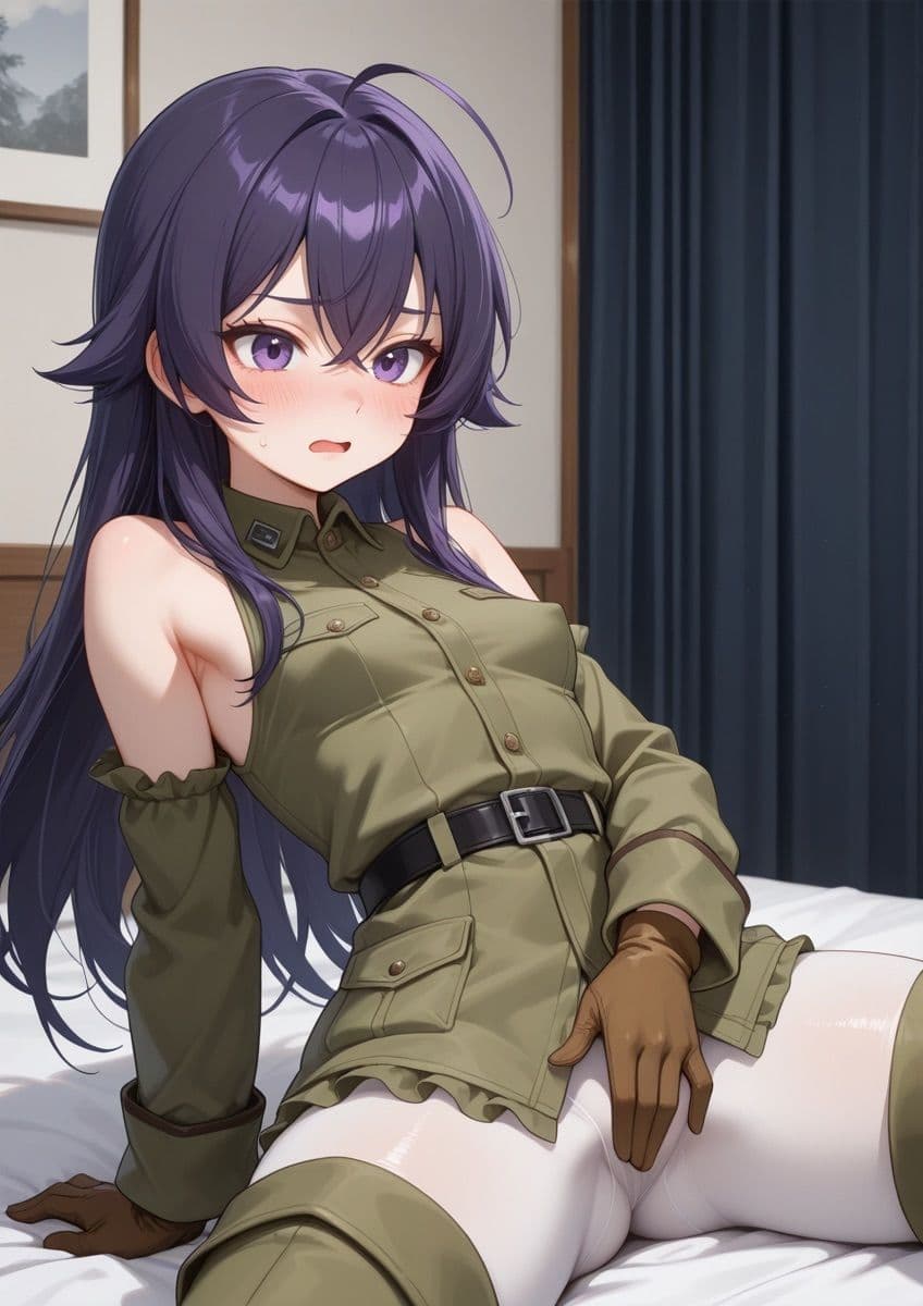 ミリタリー風の衣装の女の子がセクシーポーズで押し倒されてるやつ 1 サンプル7