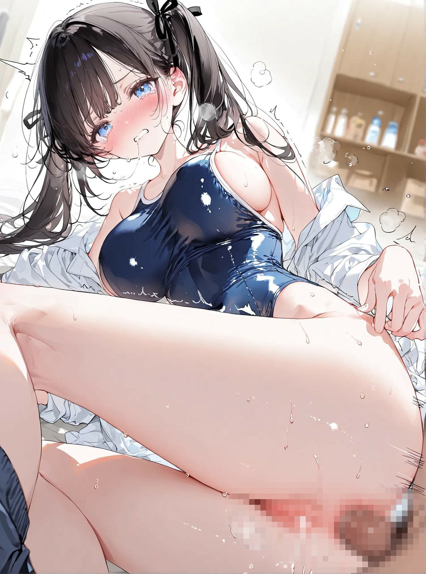 黒髪ツインテとSEX  スク水 サンプル6