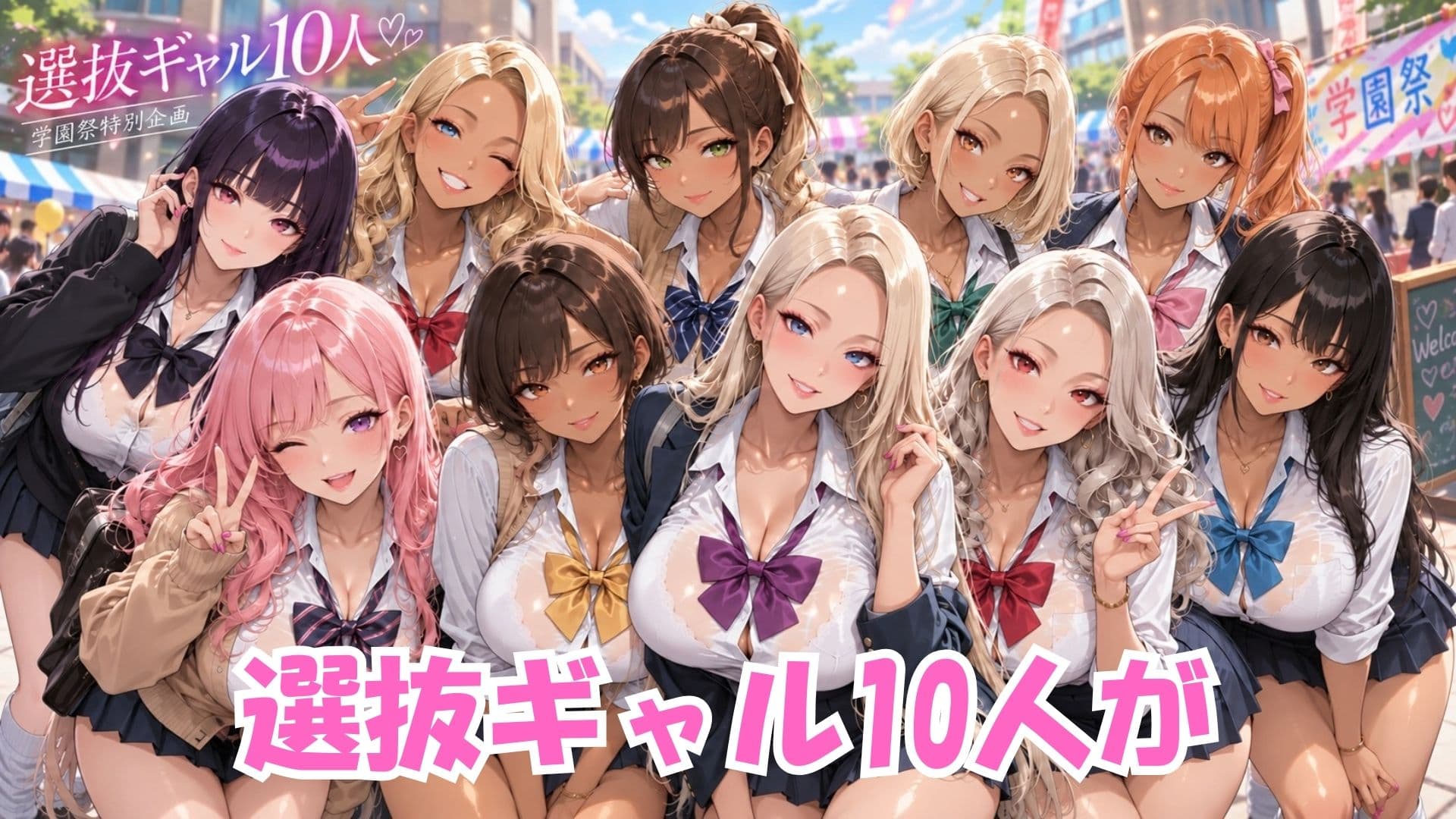 【4K高画質】学園祭で選抜されたギャル10人を全員別コスプレで堪能！濃厚中出しセックス10連発！ サンプル1