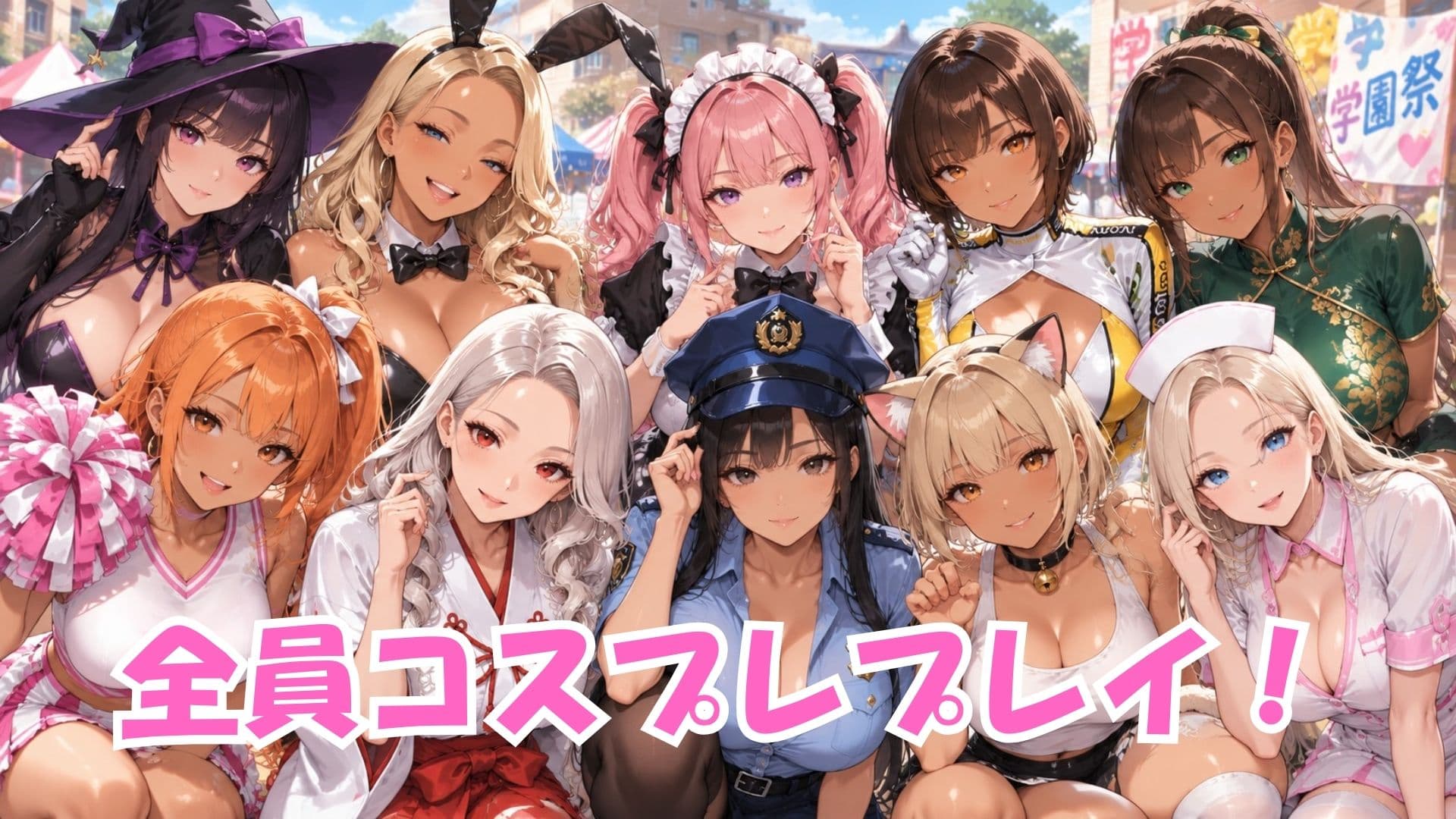 【4K高画質】学園祭で選抜されたギャル10人を全員別コスプレで堪能！濃厚中出しセックス10連発！ サンプル2