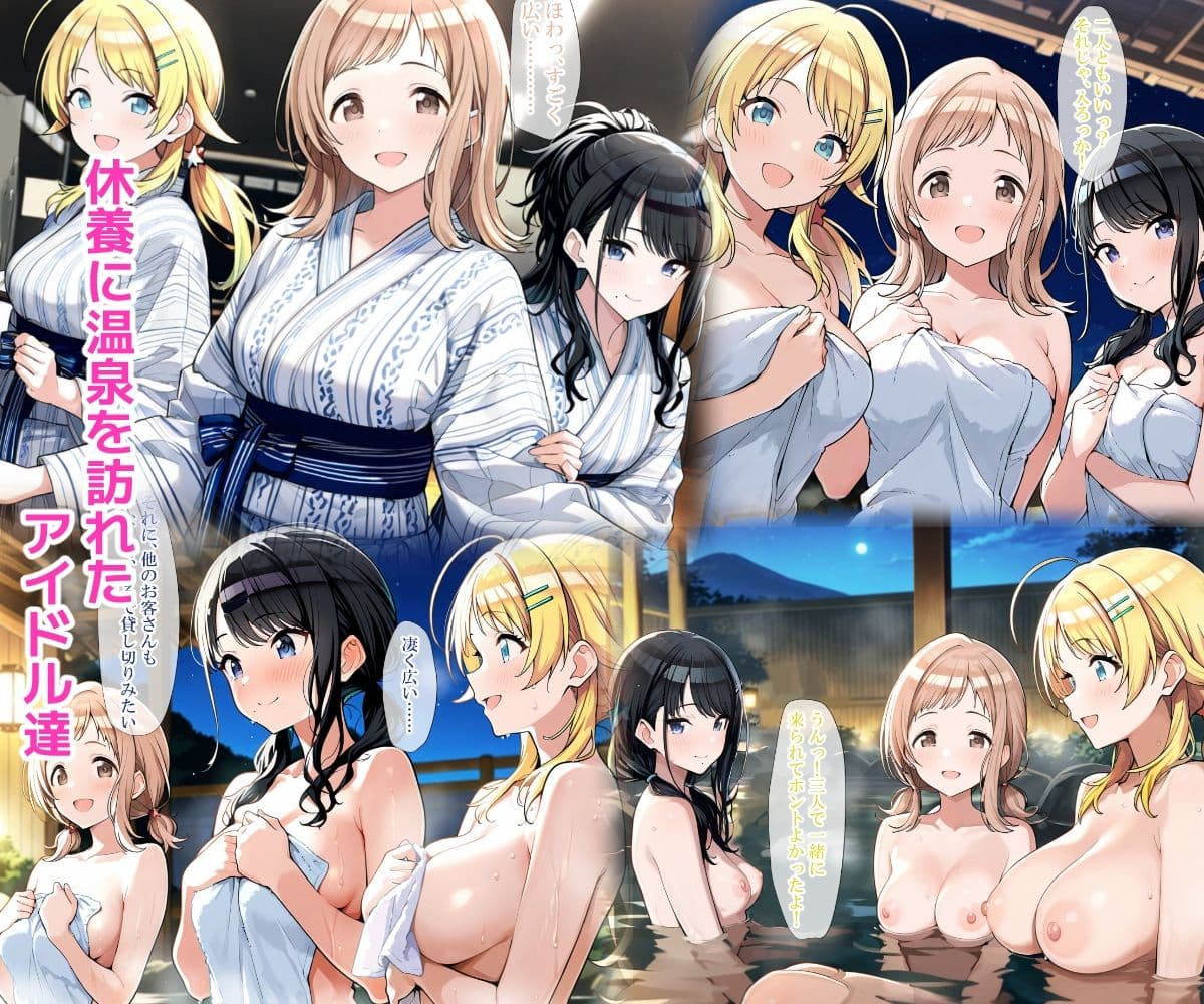 温泉に行ったらエロ〇キのつよつよチンポに堕とされてしまったアイドルたち サンプル1