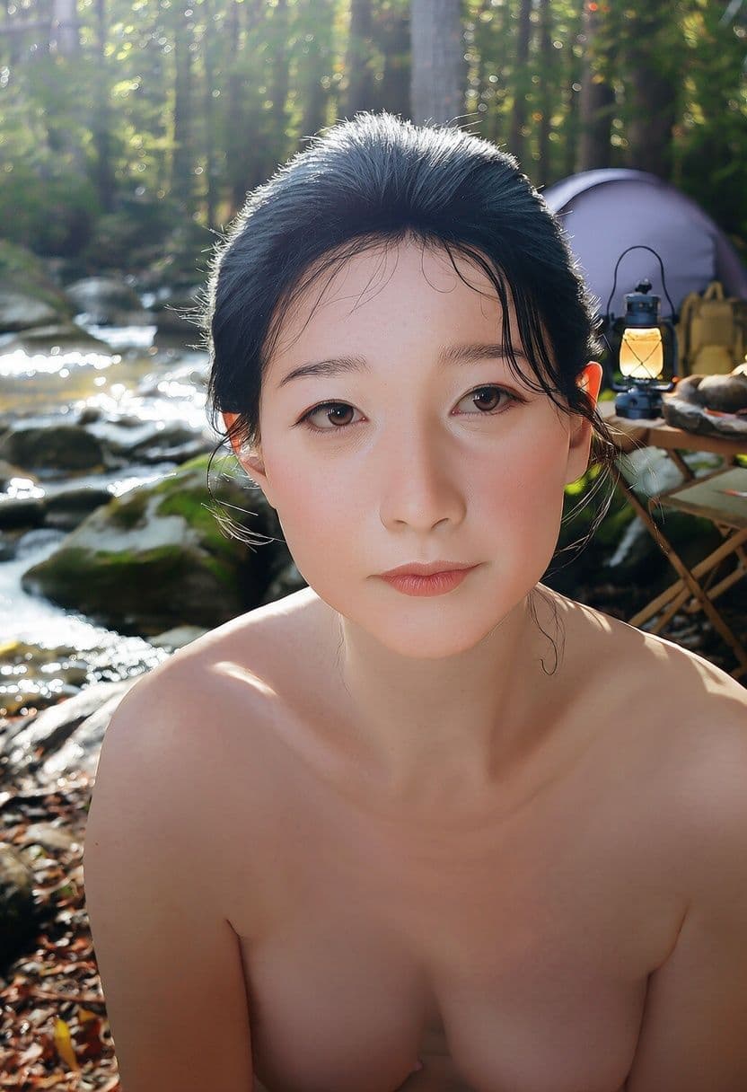 熟れた彼女と、森の奥でふたり。 ― 人妻熟女×年下男・山奥キャンプCG集 ― サンプル1