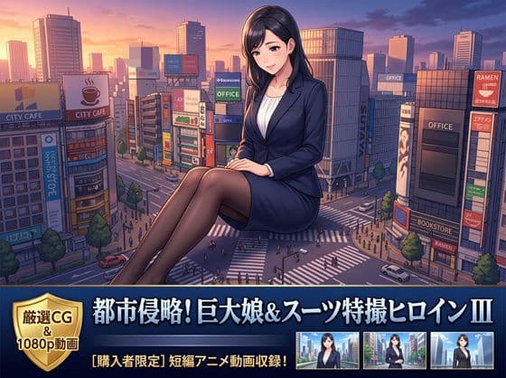 【AIイラスト集III】都市潜伏！巨大OLスーツ特撮ヒロイン - 厳選CGコレクション（12枚/2K高画質）【特典アニメーション動画13本】