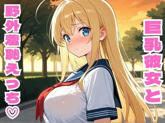 金髪巨乳彼女と野外羞恥えっち