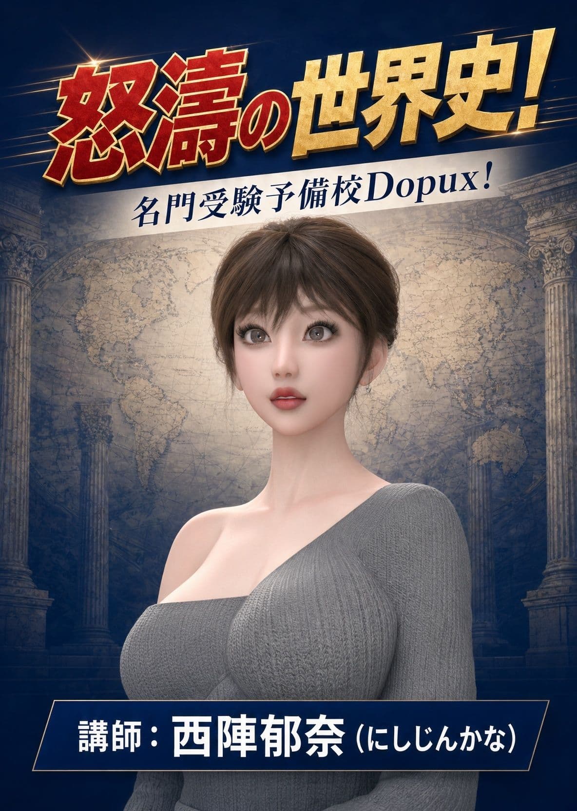 パンチラガチャ★西陣郁奈（にしじんかな）強豪予備校『DOPUX（ドピュックス）』で大学受験生向け講座（世界史）を教える名物講師！（Vol.013:1492年、コロンブスは実際にはどこへ到着したのか？） サンプル1