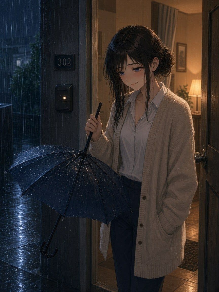 AI生成・差分付き 雨の土曜、また先輩の部屋で サンプル1