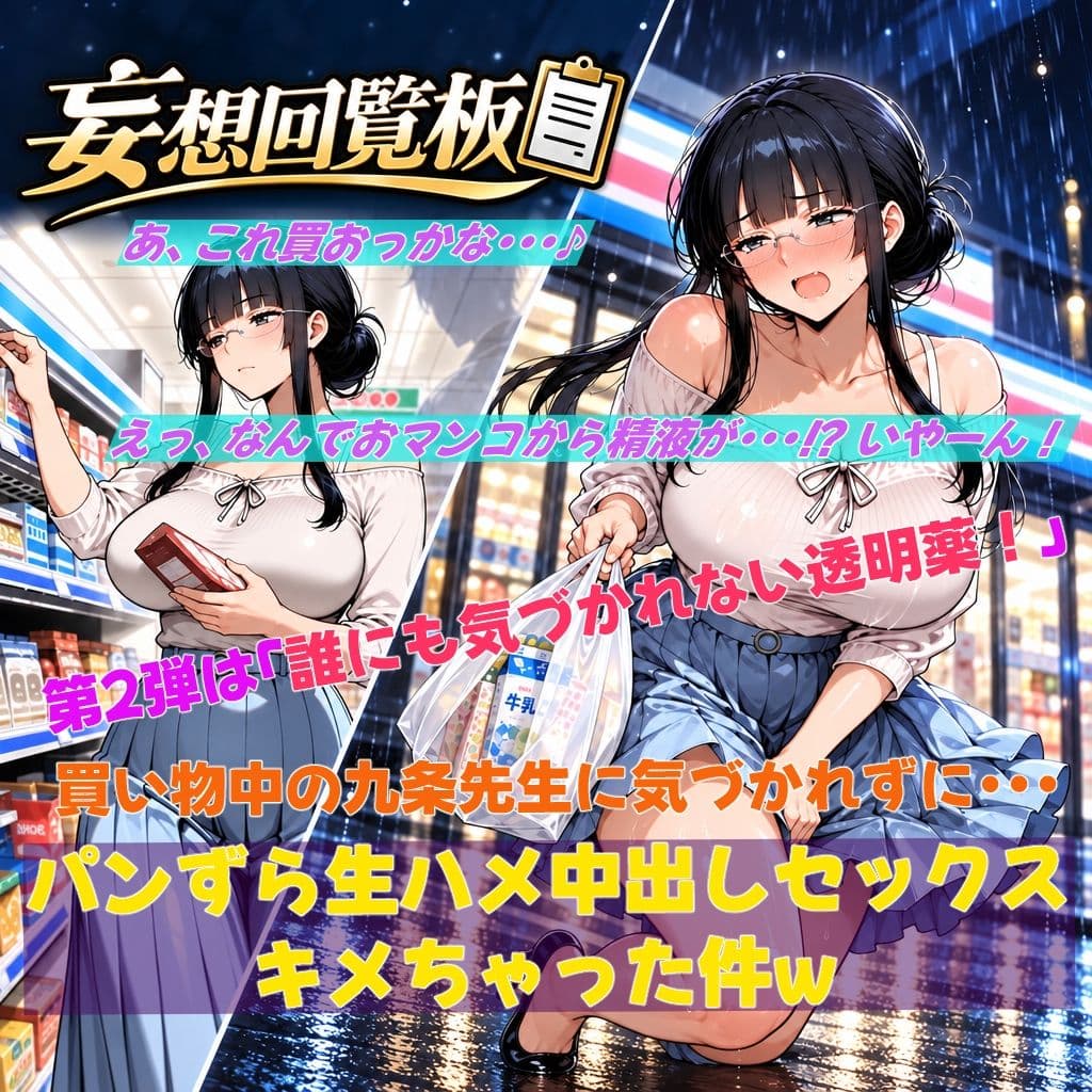 妄想回覧板02_【パンずらH】透明人間になってイタズラし放題！私服の女教師に気づかれずに中出しHできちゃった編 サンプル1