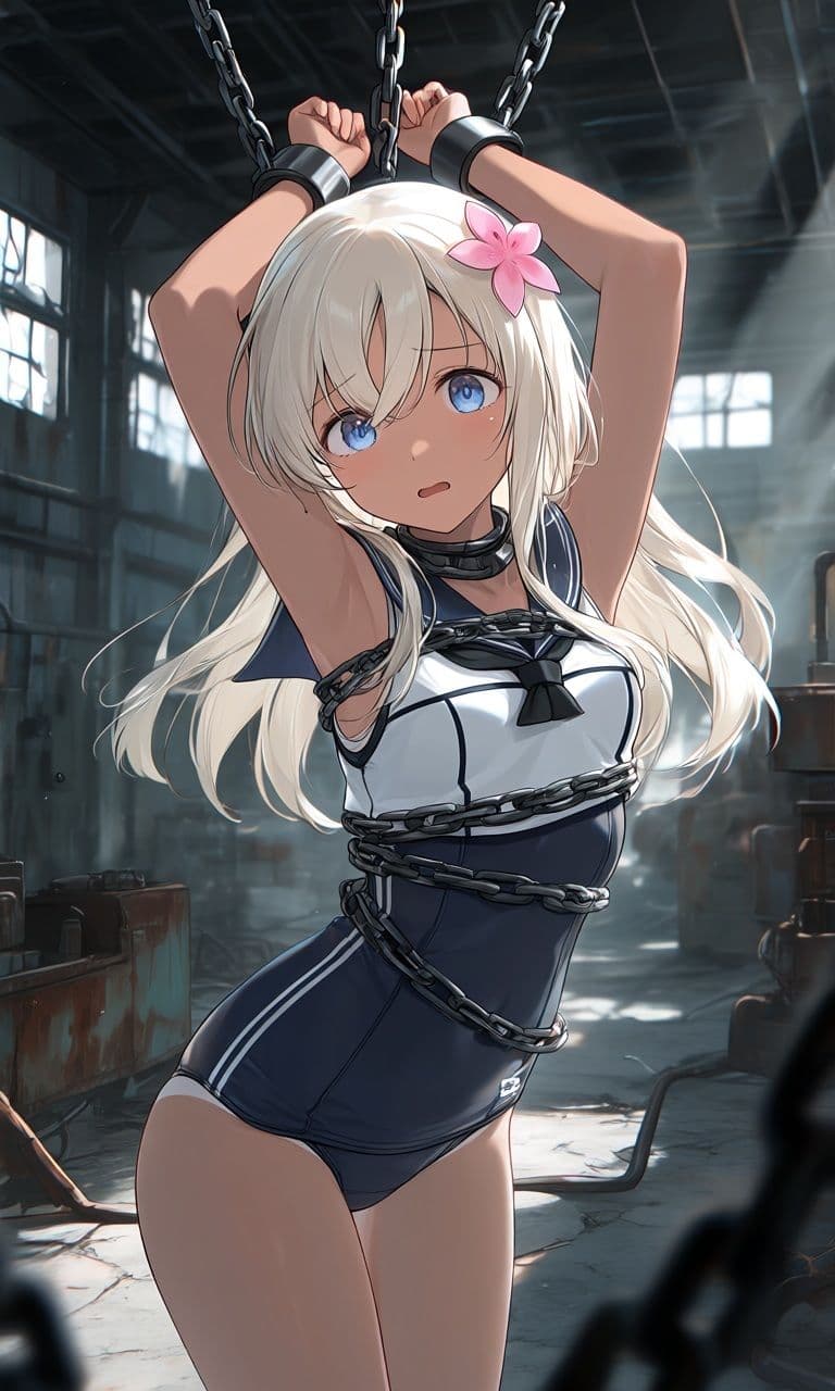 【艦〇れ】〇娘が触手におそわれる！戦艦、駆逐艦、アダルト、AI生成画像:500枚  衣笠  那珂  夕張  島風  雪風 サンプル1