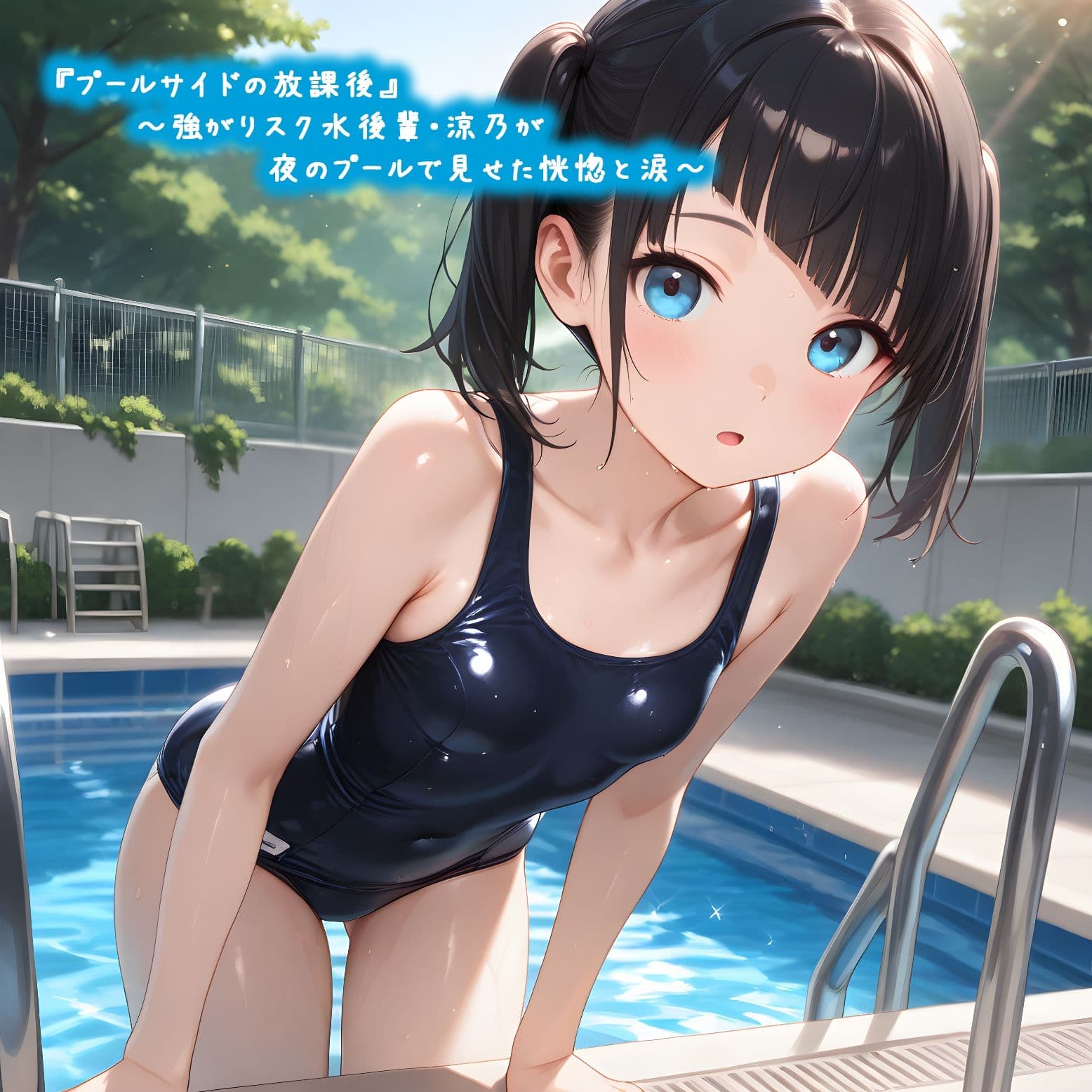 『プールサイドの放課後』〜強がりスク水後輩・涼乃が夜のプールで見せた恍惚と涙〜 サンプル8