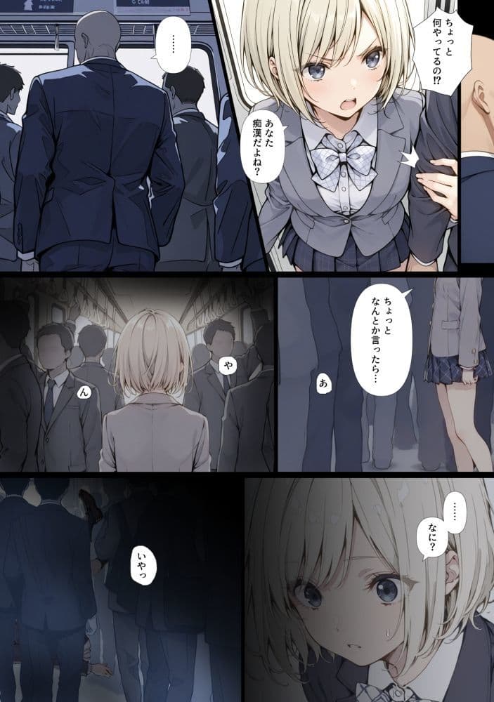 黒髪少女と金髪少女が電車で集団痴●に遭う漫画【ifストーリー】 サンプル2