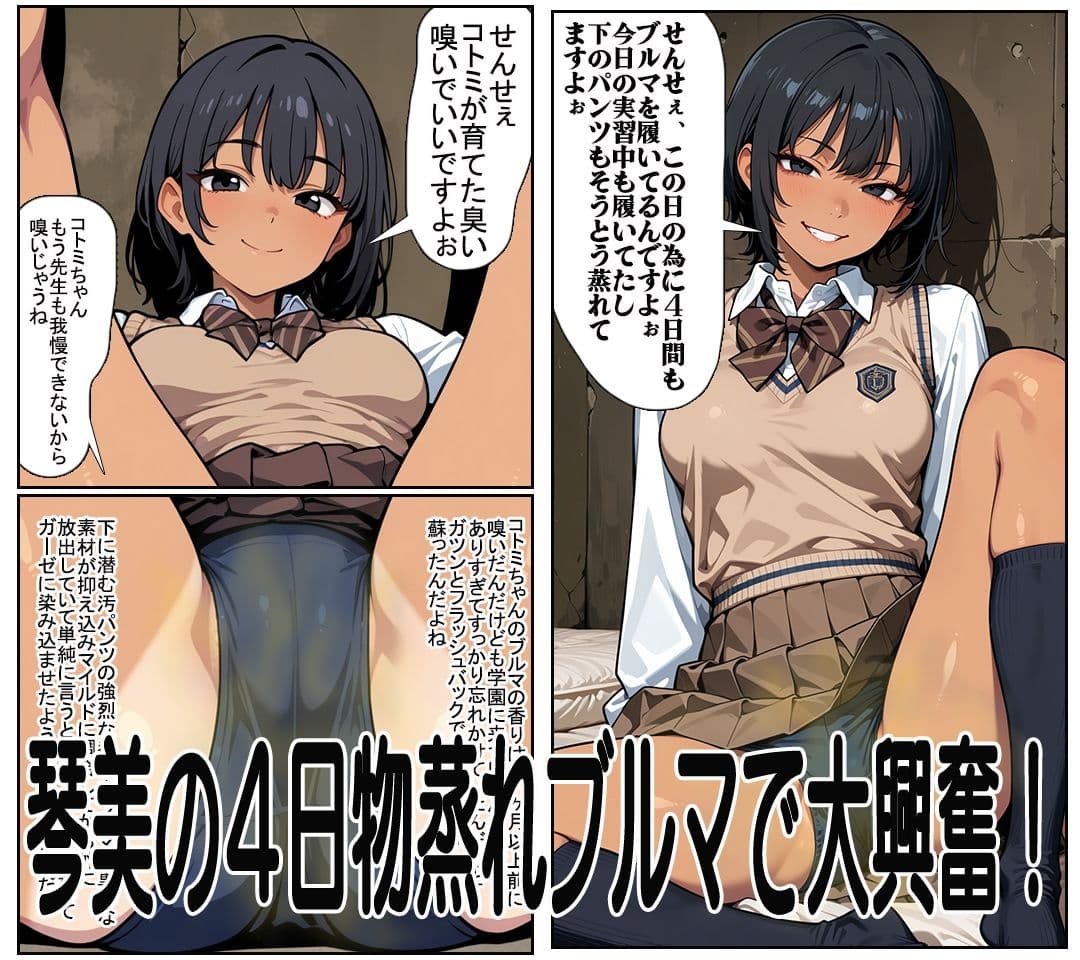 【汚パンツ女学園】第6話ボーイッシュ琴美ちゃんの4日物の蒸れ蒸れブルマの匂いに大興奮の大満足！ サンプル1