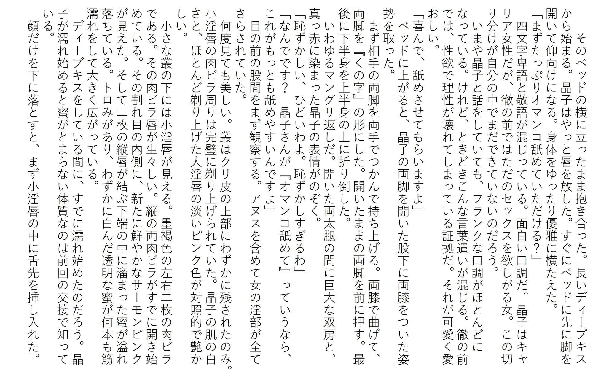 蜜愛液に濡れる四人の巨乳美女 二章 晶子と満子 サンプル1