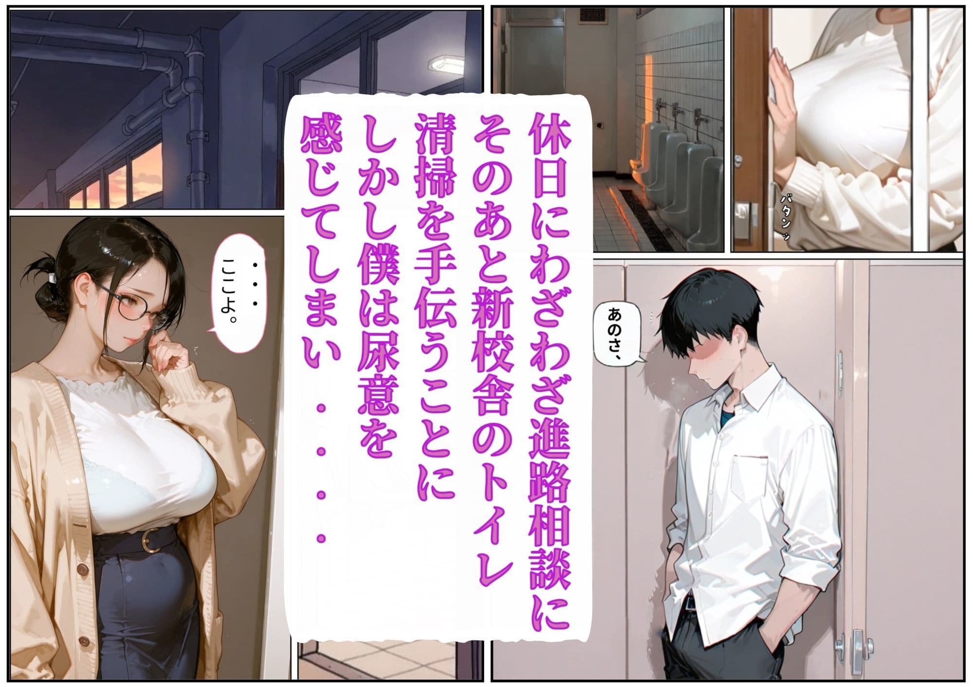 放課後の男子トイレで地味なくたびれたおばさん教師にチンチンを見られ握られ●すことになった話 サンプル1