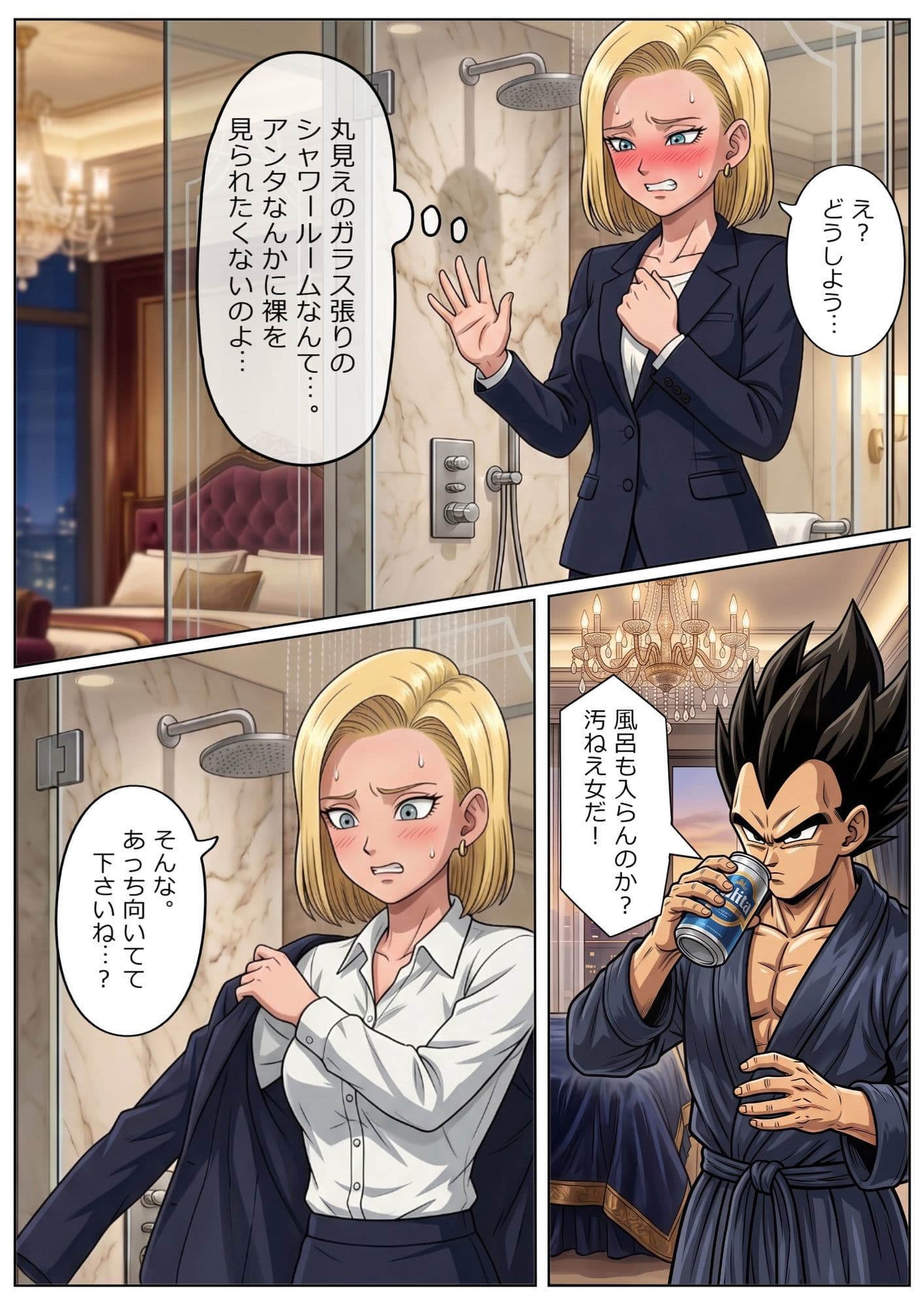 52枚【18号 ×ベジータ】大嫌いな上司に シャワー中に犯●れ、立ちバック、 おっぱいワイパー、掃除フェラの無限ループ 1 サンプル9