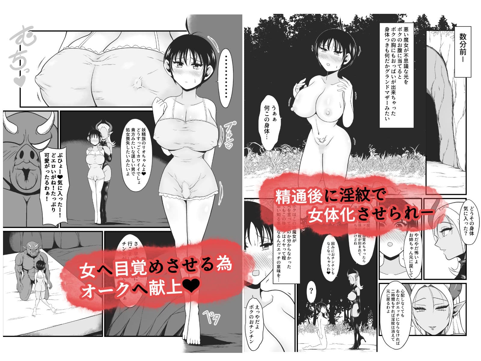 【TS悪堕ち】妖精のボクがオークのデカマラチンポに敗けてエッチな淫魔娘になっちゃうお話 サンプル4