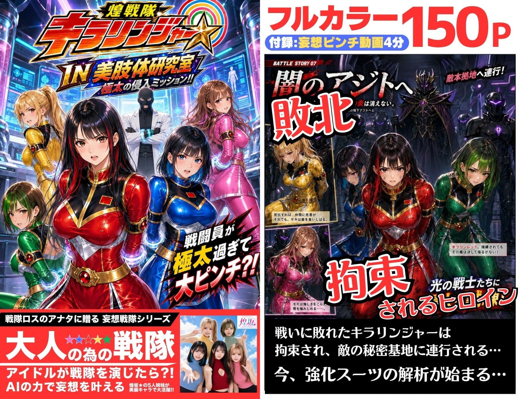 煌戦隊キラリンジャーIN美肢体研究室・極太の侵入ミッション〜敵アジトで拘束された戦隊ヒロインは戦闘員が極太過ぎて大ピンチ？/戦隊ロスのアナタに贈る『大人の為の戦隊』シリーズ〜 サンプル1
