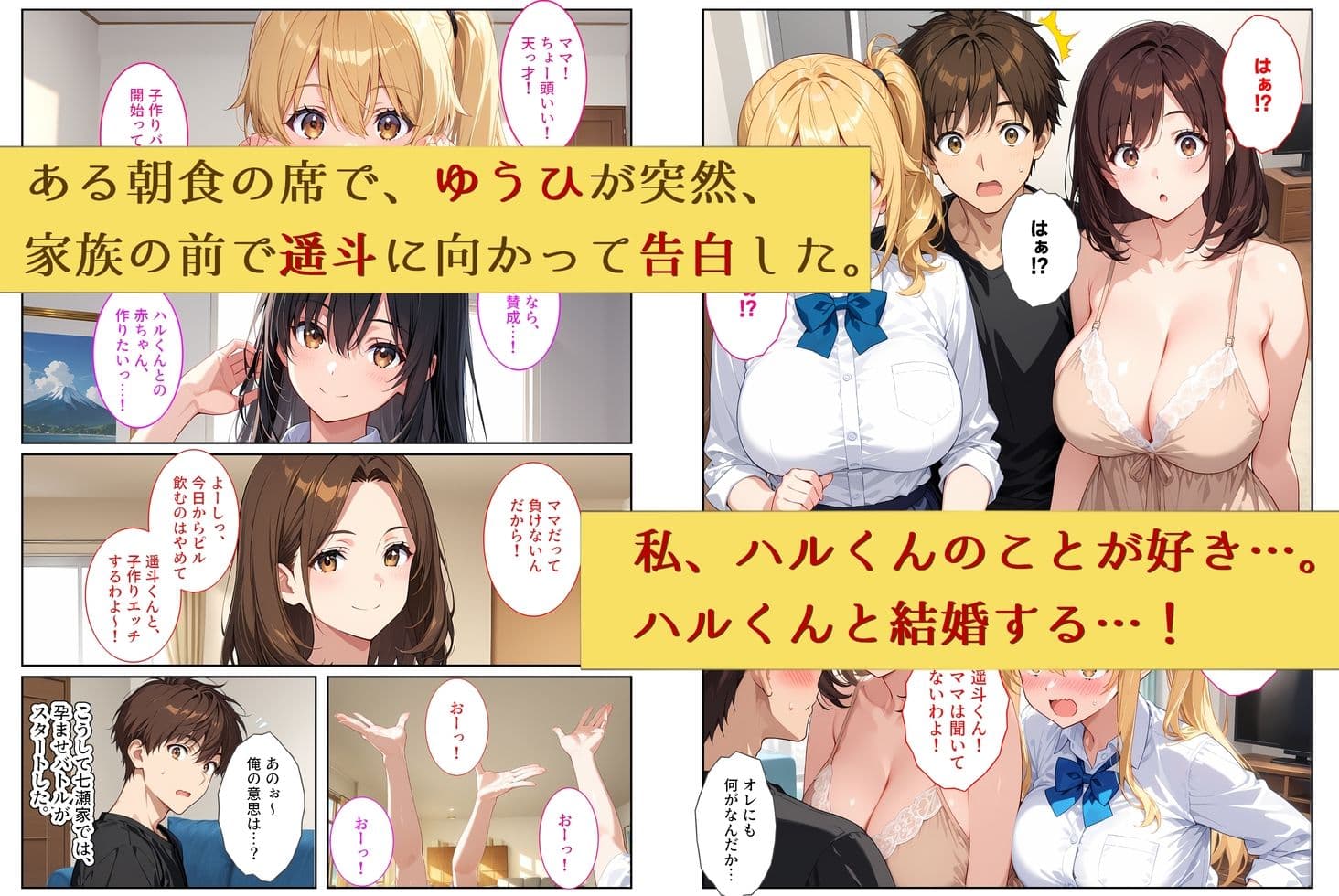 養子になったら爆乳義母と双子義妹に誘惑されて中出しセックスしています！〜孕ませバトル編〜 サンプル4
