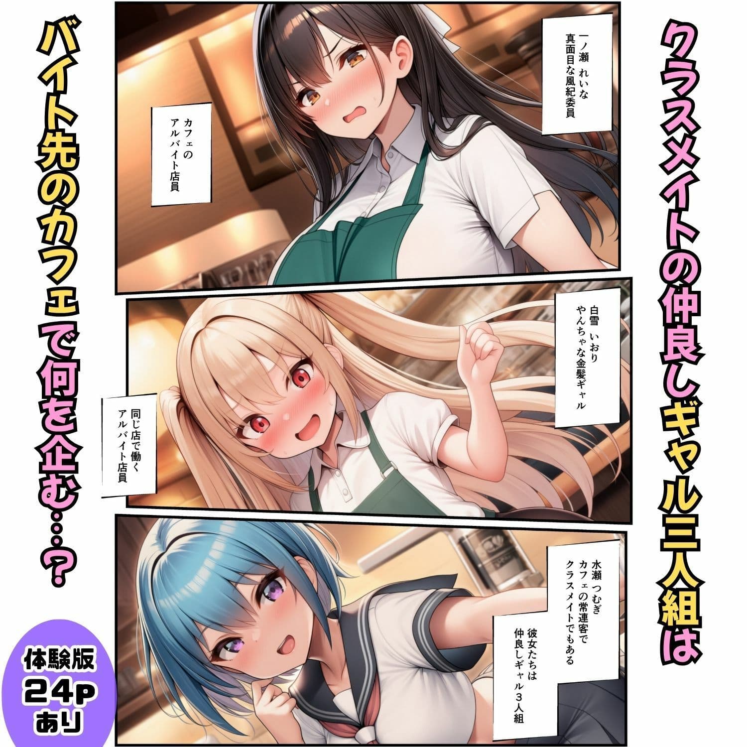 罰ゲームで告白してきたギャル3人を制服のまま強●屈服!【カフェバイト編】 サンプル1